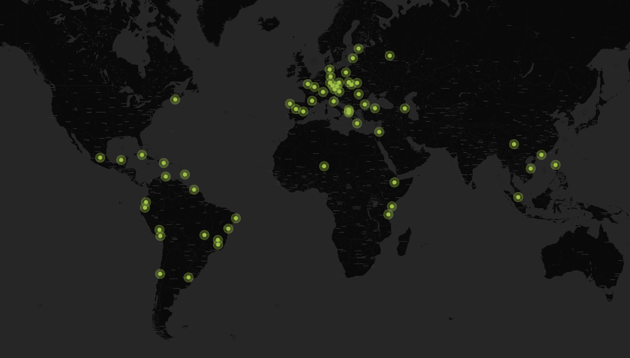 Global distribution of 60 UNESCO World Heritage sites selected for morphometric analysis